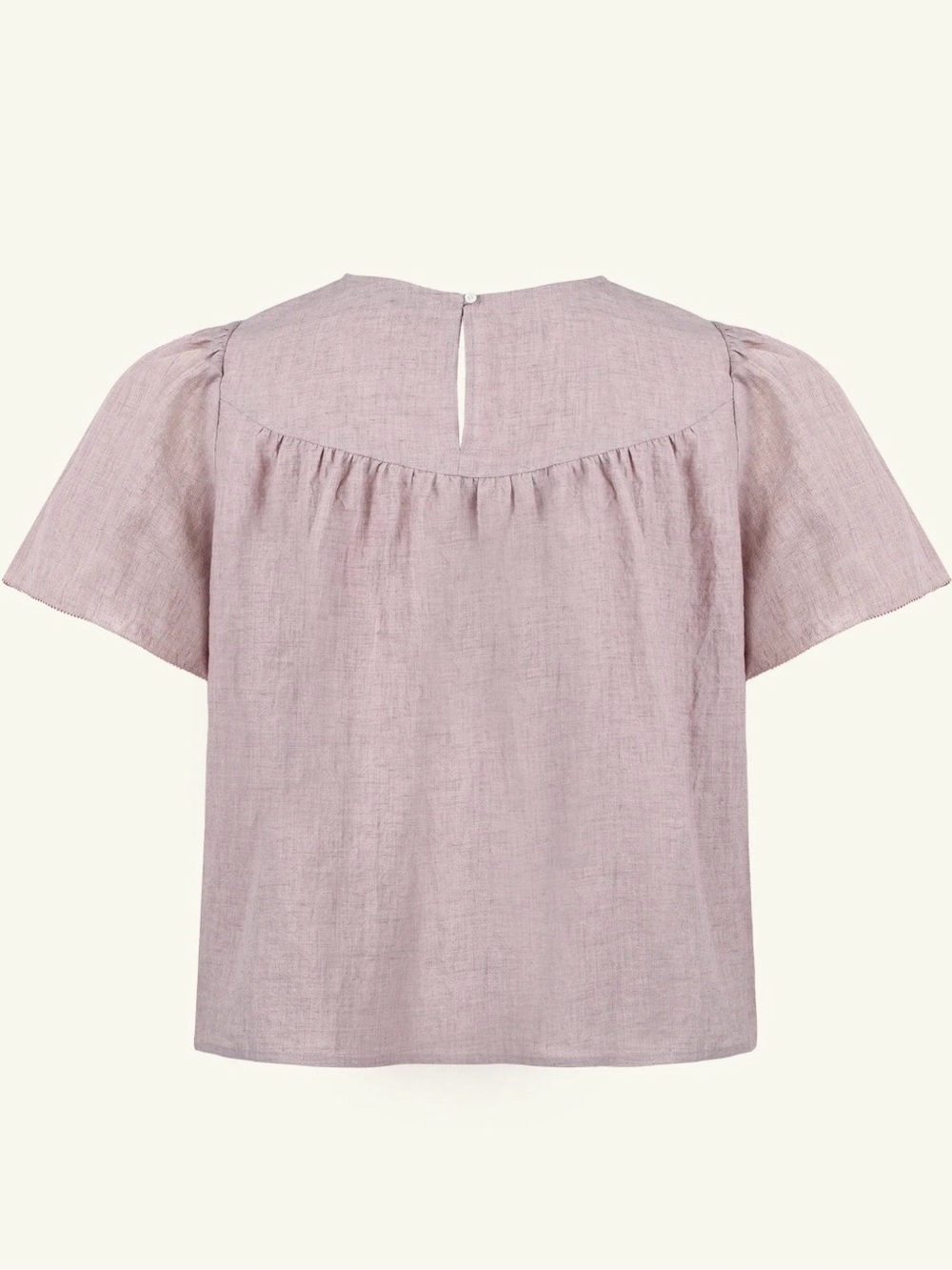 Source Unknown Dusty Mauve Puff Sleeve Linen Top